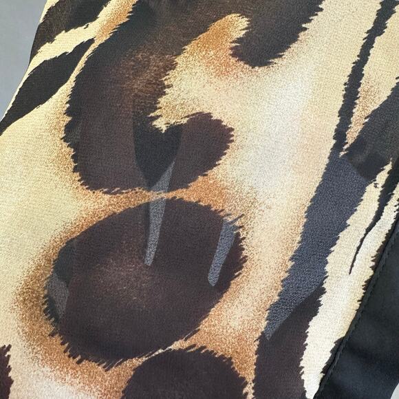 Chico's Ocelot Print Button Up Long Sleeve Blouse Sheer US Size XXL Chicos 4 - Picture 4 of 15